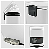 Cubo con pedal Akira (5 l, Blanco, Rectangular, Acero inoxidable)
