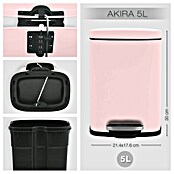 Spirella Cubo con pedal Akira (5 l, Rosa, Rectangular, Acero inoxidable)