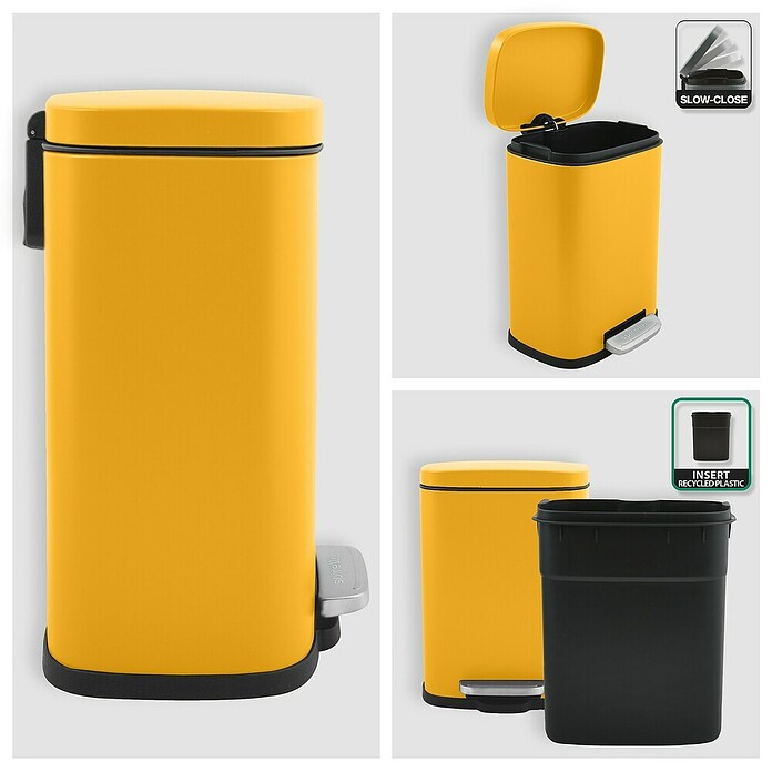 Spirella Cubo con pedal Akira (5 l, Mango, Rectangular, Acero inoxidable)
