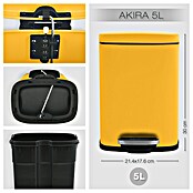 Spirella Cubo con pedal Akira (5 l, Mango, Rectangular, Acero inoxidable)