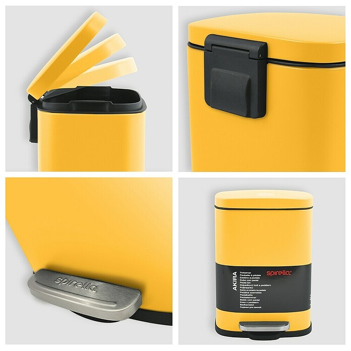 Spirella Cubo con pedal Akira (5 l, Mango, Rectangular, Acero inoxidable)