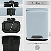 Spirella Cubo con pedal Akira (5 l, Azul claro, Rectangular, Acero inoxidable)
