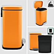 Spirella Cubo con pedal Akira (5 l, Naranja, Rectangular, Acero inoxidable)