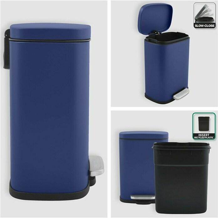Spirella Cubo con pedal Akira (5 l, Azul, Rectangular, Acero inoxidable)