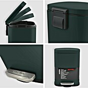 Spirella Cubo con pedal Akira (5 l, Verde oscuro, Rectangular, Acero inoxidable)