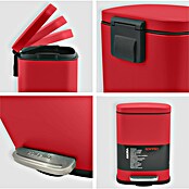 Spirella Cubo con pedal Akira (5 l, Rojo, Rectangular, Acero inoxidable)