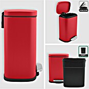 Spirella Cubo con pedal Akira (5 l, Rojo, Rectangular, Acero inoxidable)
