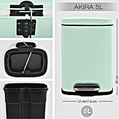 Spirella Cubo con pedal Akira (5 l, Verde claro, Rectangular, Acero inoxidable)