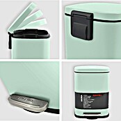 Spirella Cubo con pedal Akira (5 l, Verde claro, Rectangular, Acero inoxidable)