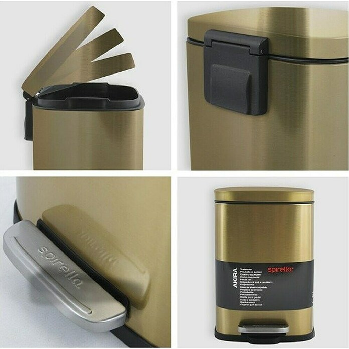 Spirella Cubo con pedal Akira (5 l, Acero inoxidable, Oro) | BAUHAUS