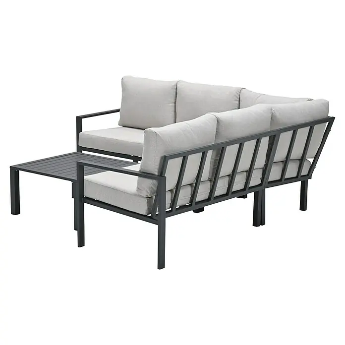 Garden Impressions Loungemöbel-Set - 4 -tlg., Aluminium, Ecklounge, Grau/Schwarz - Elegantes graues Lounge-Set mit bequemen, hellen Kissen. Ideal für stilvolle Entspannung im Außenbereich.