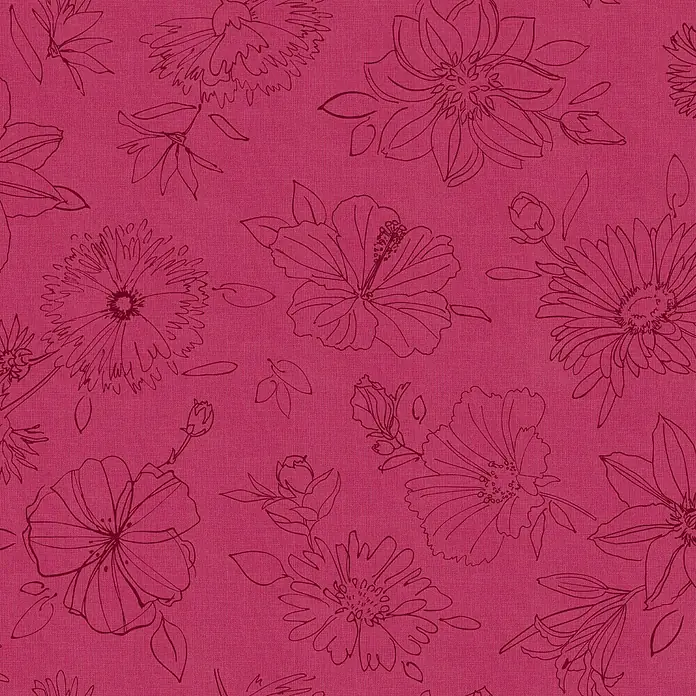 D-c-fix Manhattan Tischdecke Meterware Palmas - Breite: 140 cm, Pink - Florales Muster in Pink mit verschiedenen Blumenarten, ideal für Stoffe und Heimtextilien mit zarten Konturen.