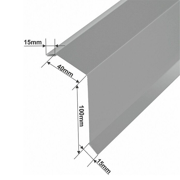 Metdach Kantenwinkel H12 (Silber, Länge: 100 cm, Stahl) | BAUHAUS