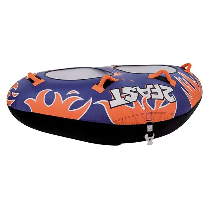 Talamex Funtube 2 Fast - L x B: 145 x 193 cm, Geeignet für: 2 Personen, Schnellbefestigung - Ein aufblasbarer Snowtube für 2 Personen, mit Flammenmuster und Griffen, ideal für Winterspaß im Schnee.
