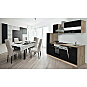 Respekta Composición de cocina (Ancho: 250 cm, Con dispositivos eléctricos, Negro)