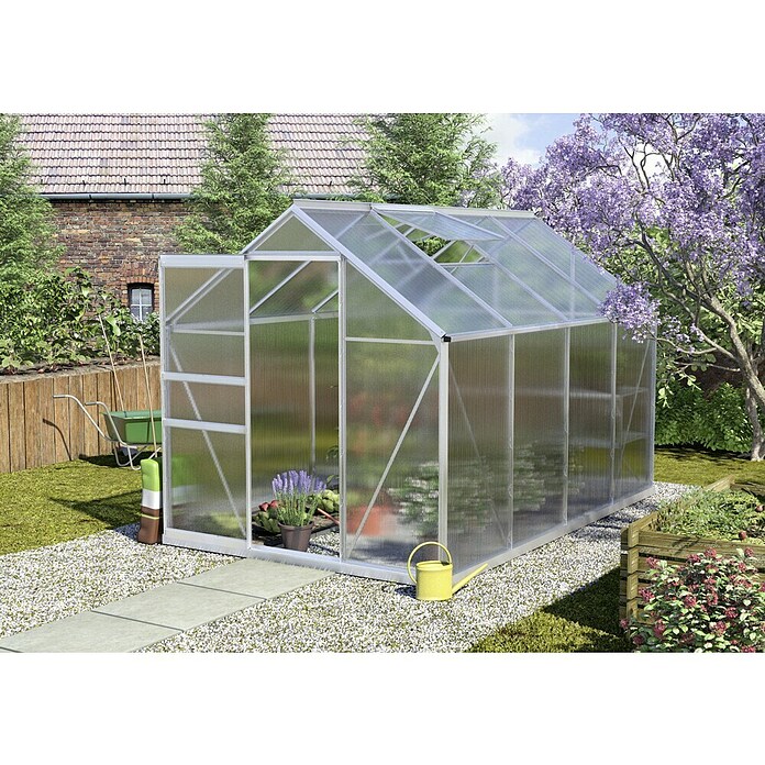 Vitavia Gewächshaus Calypso 5800 (3,06 x 1,95 x 2,07 m, Farbe: Aluminium, Polycarbonat, 4 mm)