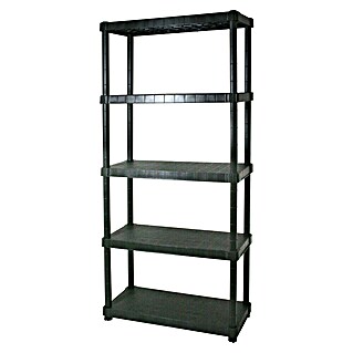 Regalux Plastični regal (V x Š x DB: 188 x 90 x 40 cm, Nosivost po polici: 55 kg, Broj polica: 5 Kom., Uticanje, Crne boje)