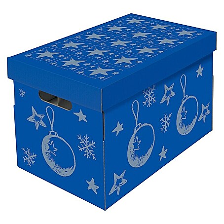 Nips Aufbewahrungsbox für Weihnachtskugeln (L x B x H: 46,5 x 27,5 x 29,5 cm, Blau/Silber)
