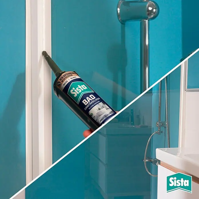 Sista Sanitär-Silikon Bad - Weiß, 280 ml - Das Sista Bad Sanitärsilikon in Weiß ist ideal, um Fugen im Badezimmer abzudichten und vor Feuchtigkeit zu schützen. Profi-Qualität für langanhaltende Ergebnisse.