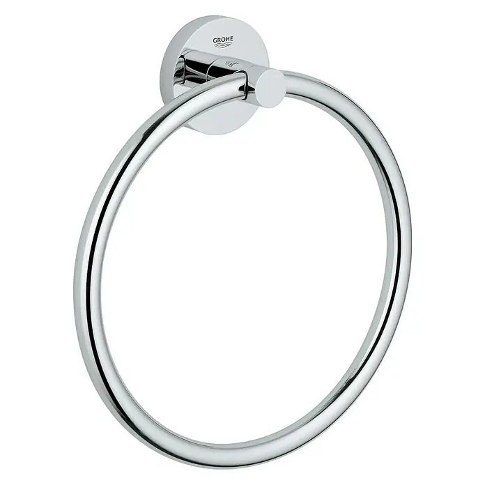 Grohe Essentials Handtuchring - Chrom, Glänzend - Ein glänzender, runder Handtuchring von Grohe, der eine elegante und praktische Ergänzung für jedes Badezimmer darstellt.