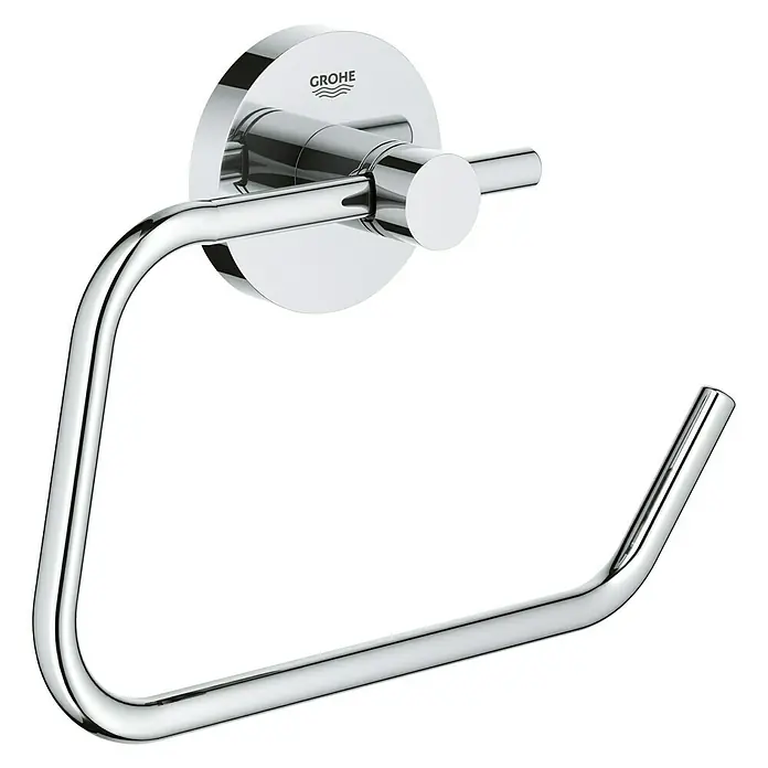 Grohe Essentials Toilettenpapierhalter - Ohne Deckel, Chrom, Glänzend - Grohe Essentials Handtuchring in Chrom, ein stilvolles Badaccessoire zur praktischen Handtuchaufbewahrung.