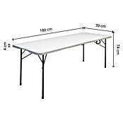 Mesa plegable Alan Pop Up (L x An x Al: 180 x 70 x 74 cm, Acero/HDPE, Rectangular, Blanco roto) | BAUHAUS