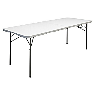 Mesa plegable Alan Pop Up (L x An x Al: 180 x 70 x 74 cm, Acero/HDPE, Rectangular, Blanco roto)