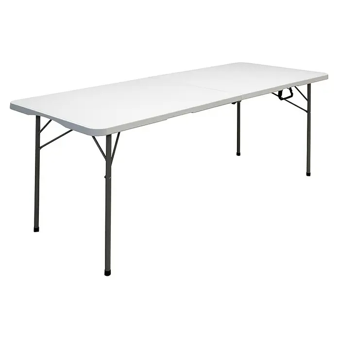Mesa de jardín Alan Pop Up - L x An x Al: 180 x 70 x 74 cm, Acero/HDPE, Rectangular, Blanco roto - Este texto alternativo muestra una mesa plegable blanca. Es el mueble ideal para fiestas, mercadillos y otros eventos.