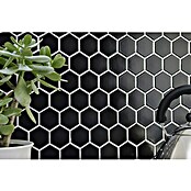 Mosaikfliese Hexagon Uni HX 090 (32,5 x 28,1 cm, Schwarz, Glänzend)