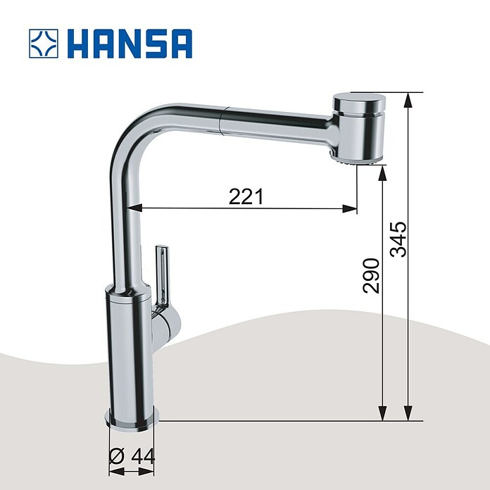 Hansa Ronda Spültischarmatur (Chrom, Glänzend, Geschirrbrause herausziehbar)