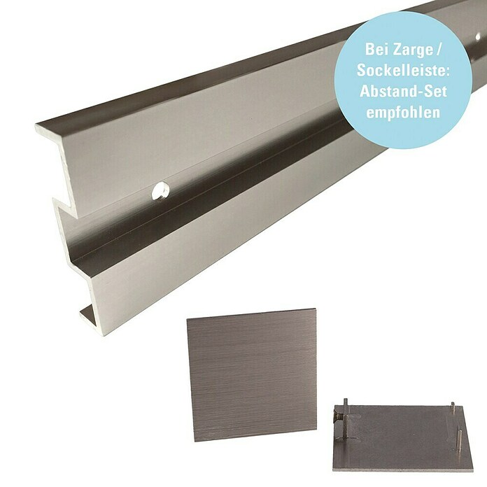 Diamond Doors Abstands-Set Linea 60 2.0 (Edelstahloptik, 2 000 x 185 x 63,5 mm, Passend für: Diamond Doors Glasschiebetür-Beschlag Linea 60 2.0) | BAUHAUS