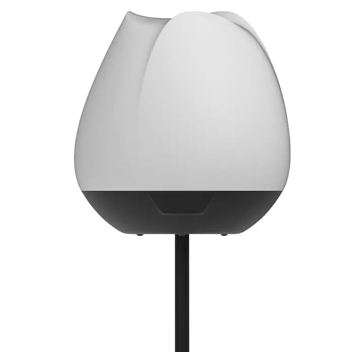 Lumix Solarleuchte Rosy - Lichtfarbe: RGB, Höhe: 100 cm, Rosy - Das Bild zeigt eine moderne Stehlampe mit einem tulpenförmigen Lampenschirm und einem schlanken, schwarzen Ständer. Ideal für stimmungsvolle Beleuchtung.