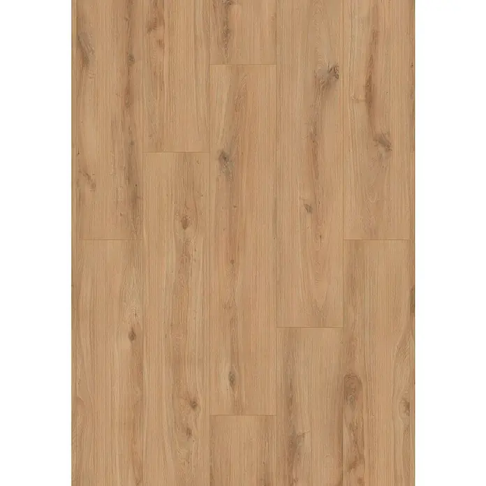 LOGOCLIC Aquaprotect Laminat - Sunset Oak, Landhausdiele, 1.288 x 195 x 8 mm - Nahaufnahme von hellem Laminatboden mit Holzmaserung, ideal für modernes Wohndesign und einfache Reinigung.