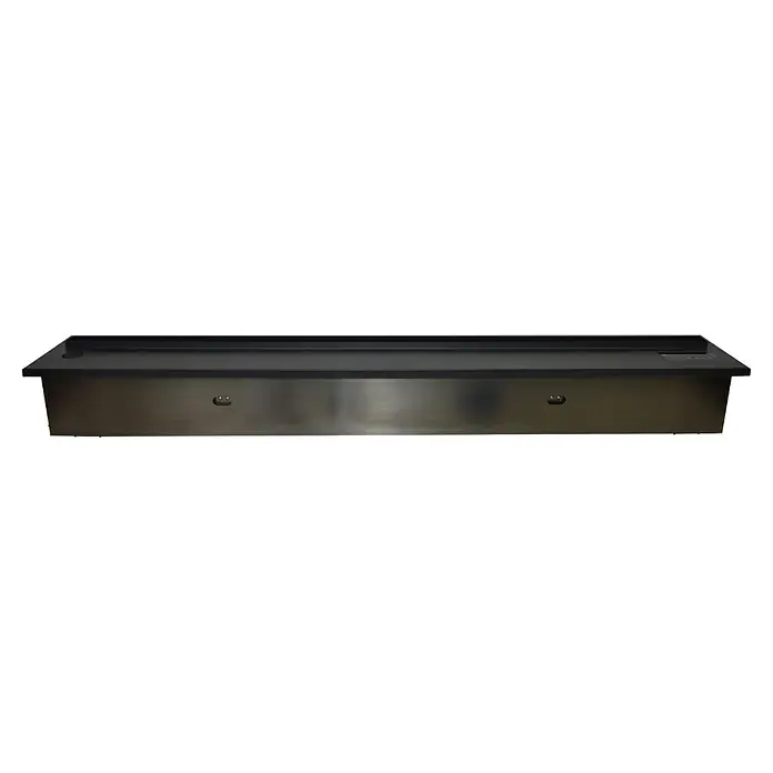 Purline Chimenea eléctrica Firecool Colors 150 - Negro, 150 cm - Quemador de chimenea de etanol empotrado de acero inoxidable cepillado con acabado negro. Un elemento de calefacción moderno y elegante para interiores.