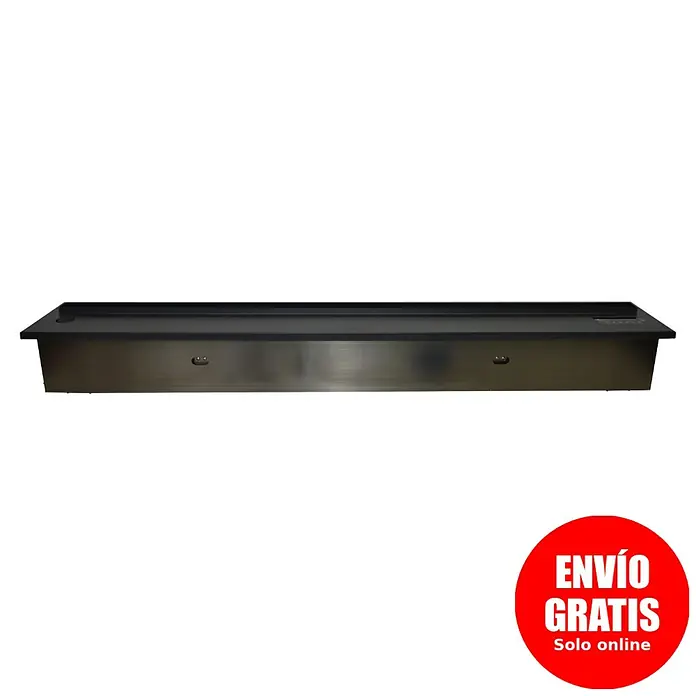 Purline Chimenea eléctrica Firecool Colors 150 - Negro, 150 cm - Vista del producto del inserto de chimenea de bioetanol con aspecto plateado. El inserto es de diseño moderno y sencillo.