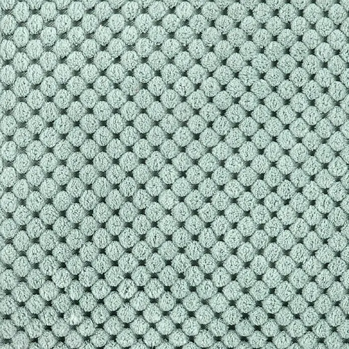 Sunfun Kissen Vanessa - L x B: 60 x 60 cm, Mint, Baumwoll-Polyester-Mischgewebe - Nahaufnahme eines hellblauen Chenille-Stoffes mit Noppenstruktur, ideal für Heimtextilien.