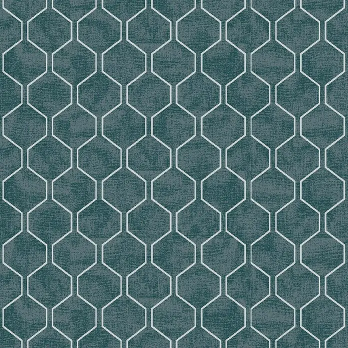 Sunfun Basic-Line Sitzauflage Relax - Petrol, L x B x H: 174 x 50 x 6 cm, Materialzusammensetzung Bezug: Baumwoll-Polyester-Mischgewebe - Geometrisches Muster: Elegante Sechseck-Tapete in Blaugrün und Weiß. Ein stilvolles Design für moderne Innenräume mit texturierter Oberfläche.