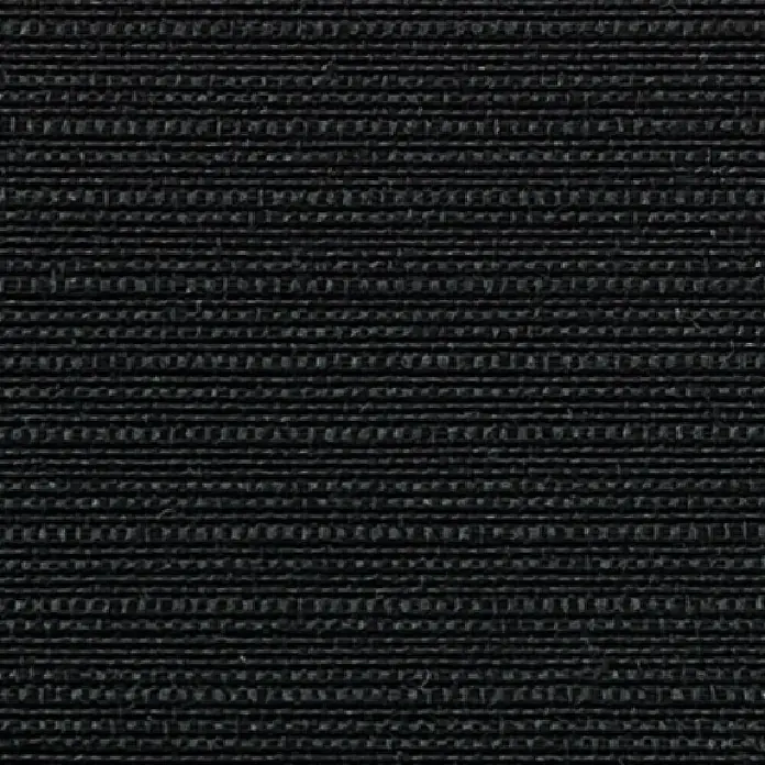 Sunfun Basic-Line Sitzauflage Relax - Schwarz, L x B x H: 174 x 50 x 6 cm, Materialzusammensetzung Bezug: Baumwoll-Polyester-Mischgewebe - Detailaufnahme eines schwarzen Textilgewebes mit feiner, horizontaler Rippstruktur, ideal für Hintergründe und Textildesign.