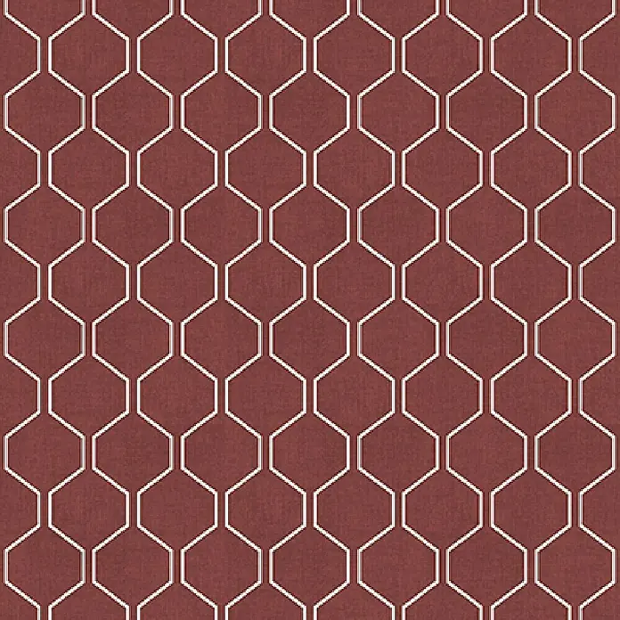 Sunfun Basic-Line Sitzauflage - Weinrot, Hochlehner, L x B x H: 117 x 49 x 6 cm, Materialzusammensetzung Bezug: Baumwoll-Polyester-Mischgewebe - Wiederholendes Muster mit weißen Sechsecken auf einem Stoff mit Textur in Burgunderrot, für Textilien und Tapeten.