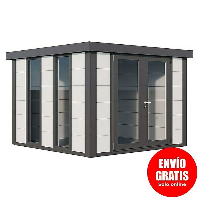 Telluria Caseta de jardín Luminato 3030 (Medidas ext. (An x Pr): 318 x 318 cm, Acero, Blanco/Antracita, Sin set) | BAUHAUS