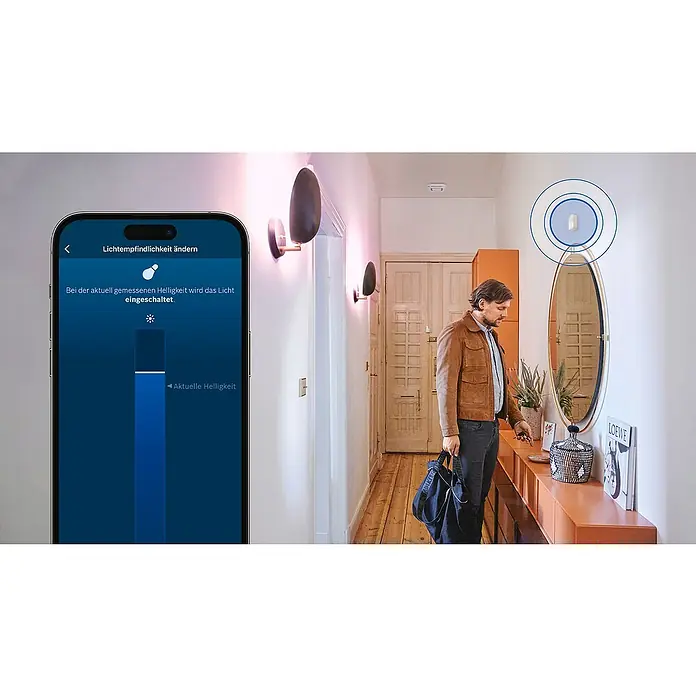 Bosch Smart Home Bewegungsmelder II [+M] Matter - weiß - Intelligente Beleuchtungseinstellung über eine App, die die Lichtempfindlichkeit steuert und für personalisierte Helligkeit sorgt.