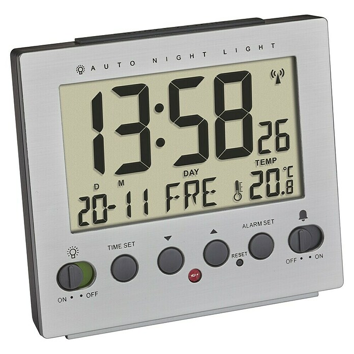 TFA Dostmann Funkwecker 60.2561.55 (Digitales Display, Batteriebetrieben, Silber) | BAUHAUS
