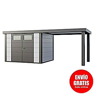 Telluria Caseta metálica Classico 3024 con salón abierto a la derecha (Medidas ext. (An x Pr): 602 x 258 cm, Acero, Blanco/Antracita, Sin set)