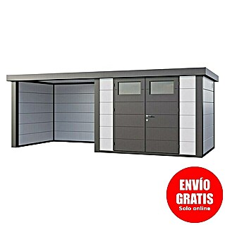 Telluria Caseta metálica Classico 3024 con salón a la izquierda (Medidas ext. (An x Pr): 602 x 258 cm, Acero, Blanco/Antracita, Sin set)