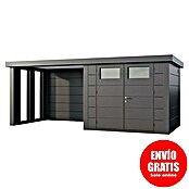 Telluria Caseta metálica Classico 2724 con salón a la izquierda y 2 ventanas (Medidas ext. (An x Pr): 572 x 258 cm, Acero, Antracita, Sin set) | BAUHAUS