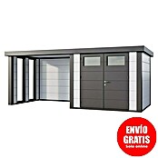 Telluria Caseta metálica Classico 2724 con salón a la izquierda y 2 ventanas (Medidas ext. (An x Pr): 572 x 258 cm, Acero, Blanco/Antracita, Sin set) | BAUHAUS