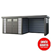 Telluria Caseta metálica Classico 3024 con salón a la derecha y 2 ventanas (Medidas ext. (An x Pr): 602 x 258 cm, Acero, Gris claro/Antracita, Sin set) | BAUHAUS
