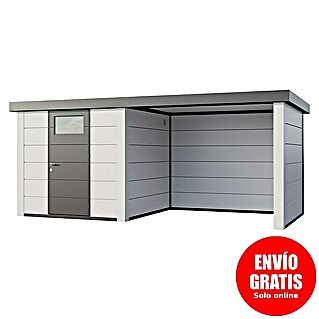 Telluria Caseta metálica Classico 2424 con salón a la derecha (Medidas ext. (An x Pr): 542 x 258 cm, Acero, Blanco, Sin set)