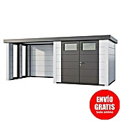 Telluria Caseta metálica Classico 2724 con salón a la izquierda y 2 ventanas (Medidas ext. (An x Pr): 572 x 258 cm, Acero, Blanco, Sin set) | BAUHAUS