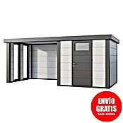 Telluria Caseta metálica Classico 2424 con salón a la izquierda y 2 ventanas (Medidas ext. (An x Pr): 542 x 258 cm, Acero, Blanco/Antracita, Sin set) | BAUHAUS